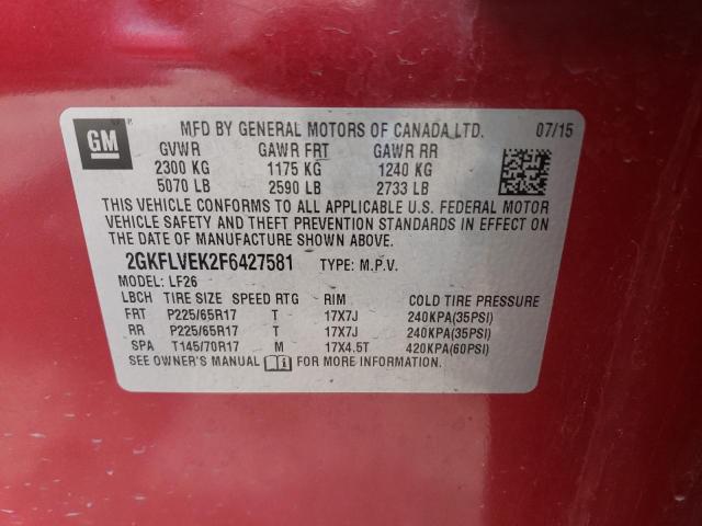 Photo 14 from auction – 2015 GMC TERRAIN SL with VIN 2GKFLVEK2F6427581