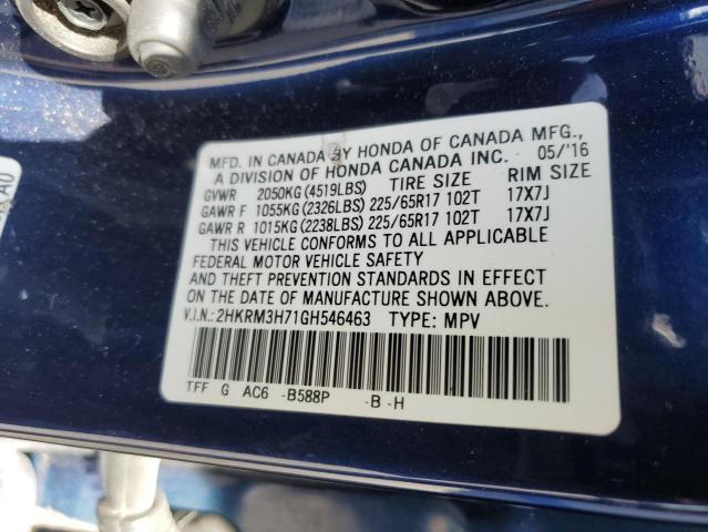 Photo 14 from auction – 2016 HONDA CR-V EXL with VIN 2HKRM3H71GH546463