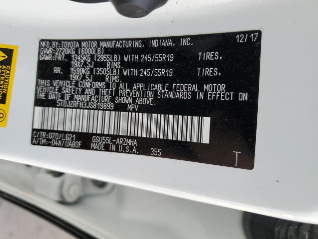 Photo 14 from auction – 2018 TOYOTA HIGHLANDER with VIN 5TDJZRFH3JS819899
