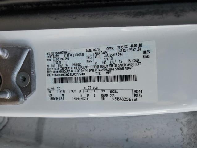 Photo 14 from auction – 2014 FORD ESCAPE SE with VIN 1FMCU9G92EUC77240