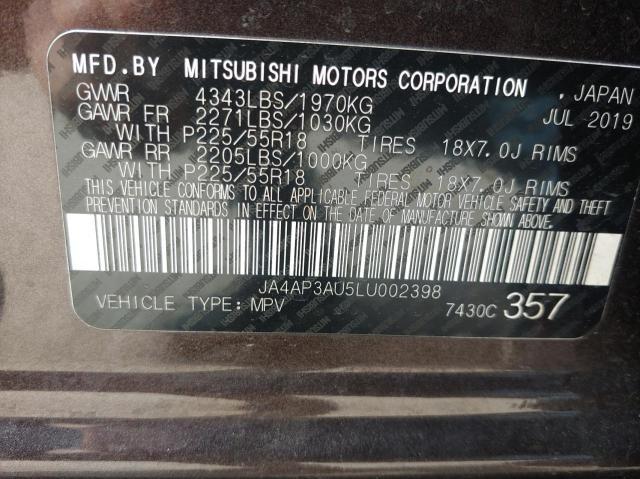 Photo 10 from auction – 2020 MITSUBISHI OUTLANDER with VIN JA4AP3AU5LU002398