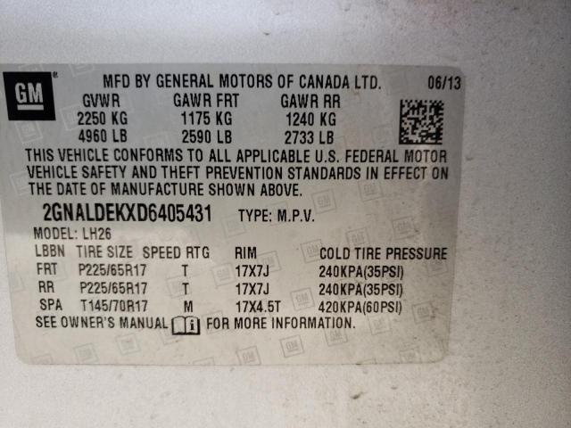 Photo 14 from auction – 2013 CHEVROLET EQUINOX LT with VIN 2GNALDEKXD6405431