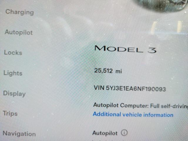Photo 9 from auction – 2022 TESLA MODEL 3 with VIN 5YJ3E1EA6NF190093