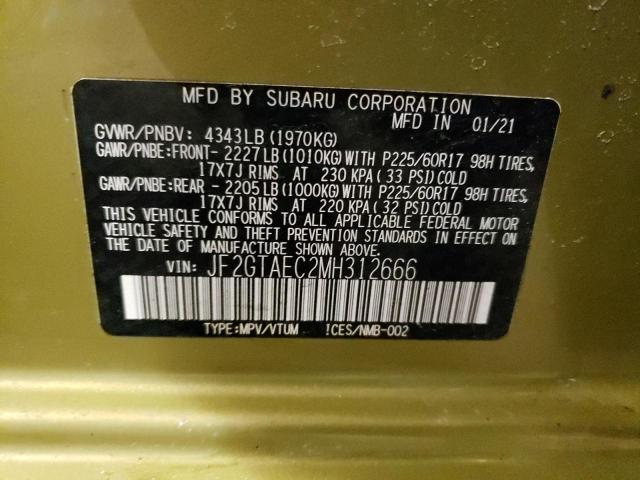 Photo 14 from auction – 2021 SUBARU CROSSTREK with VIN JF2GTAEC2MH312666
