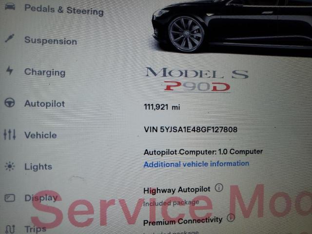 Photo 9 from auction – 2016 TESLA MODEL S with VIN 5YJSA1E48GF127808
