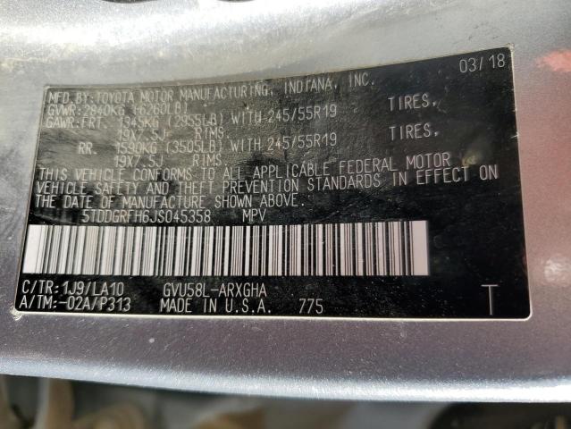 Photo 14 from auction – 2018 TOYOTA HIGHLANDER with VIN 5TDDGRFH6JS045358