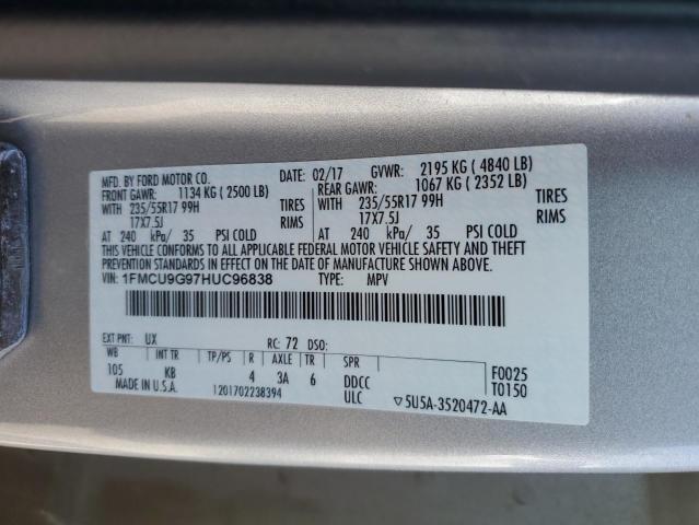 Photo 14 from auction – 2017 FORD ESCAPE SE with VIN 1FMCU9G97HUC96838