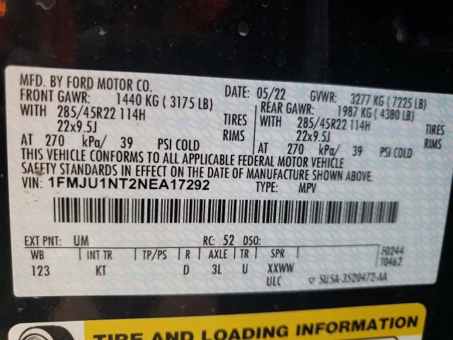 Photo 14 from auction – 2022 FORD EXPEDITION with VIN 1FMJU1NT2NEA17292