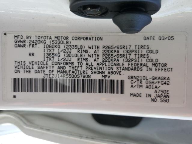 Photo 14 from auction – 2005 TOYOTA 4RUNNER SR with VIN JTEZU14R550057808