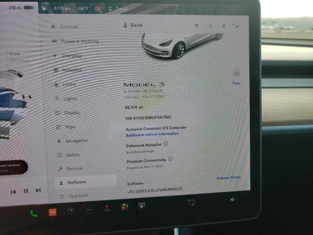 Photo 9 from auction – 2018 TESLA MODEL 3 with VIN 5YJ3E1EB5JF067582