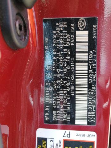 Photo 14 from auction – 2017 TOYOTA CAMRY LE with VIN 4T1BF1FK5HU751133