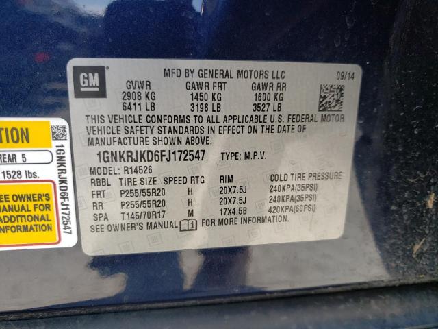 Photo 14 from auction – 2015 CHEVROLET TRAVERSE L with VIN 1GNKRJKD6FJ172547