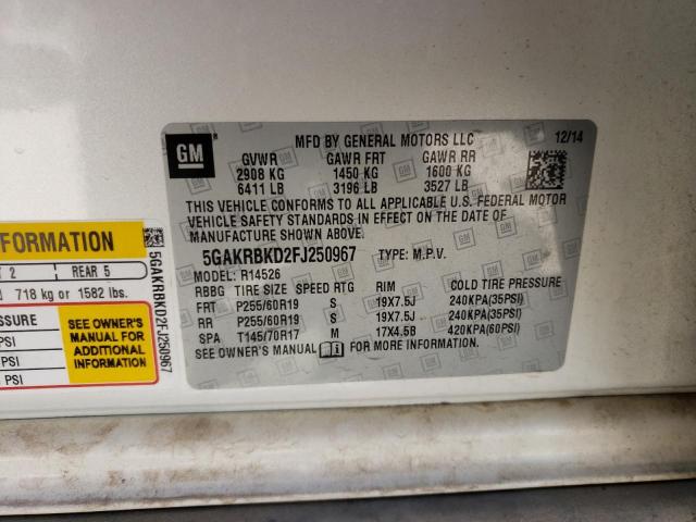 Photo 14 from auction – 2015 BUICK ENCLAVE with VIN 5GAKRBKD2FJ250967