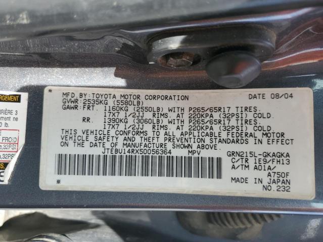 Photo 14 from auction – 2005 TOYOTA 4RUNNER SR with VIN JTEBU14RX50056364