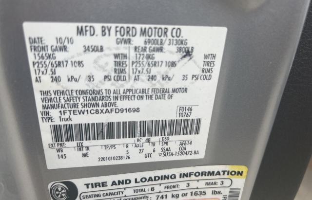 Photo 10 from auction – 2010 FORD F150 SUPER with VIN 1FTEW1C8XAFD91698