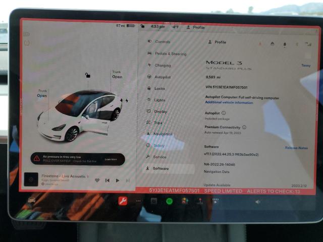 Photo 9 from auction – 2021 TESLA MODEL 3 with VIN 5YJ3E1EA1MF057501