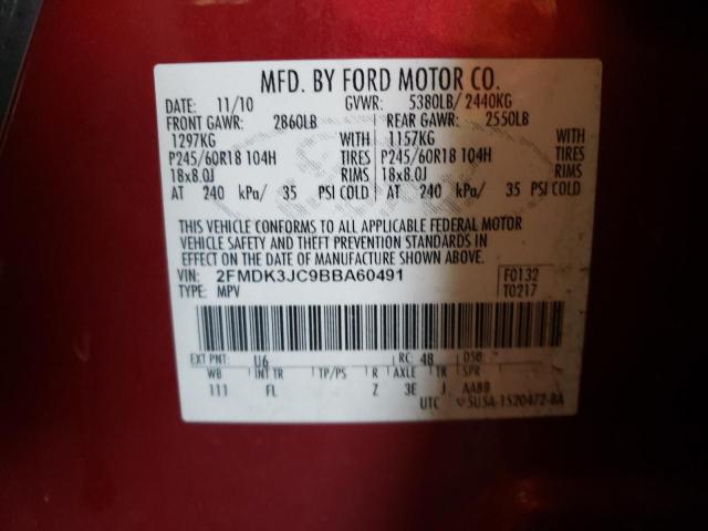 Photo 14 from auction – 2011 FORD EDGE SEL with VIN 2FMDK3JC9BBA60491