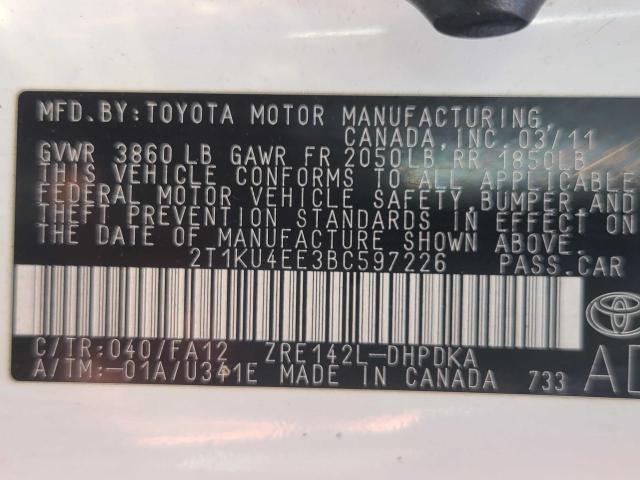Photo 10 from auction – 2011 TOYOTA COROLLA MA with VIN 2T1KU4EE3BC597226