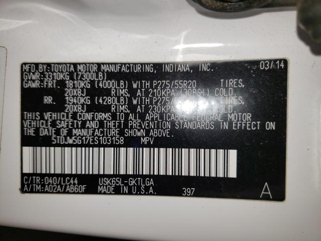 Photo 14 from auction – 2014 TOYOTA SEQUOIA LI with VIN 5TDJW5G17ES103158