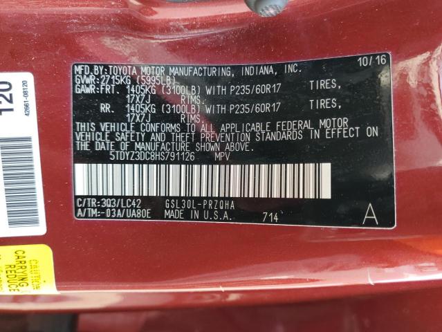 Photo 14 from auction – 2017 TOYOTA SIENNA XLE with VIN 5TDYZ3DC8HS791126