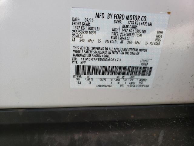Photo 14 from auction – 2016 FORD EXPLORER L with VIN 1FM5K7F85GGA95173