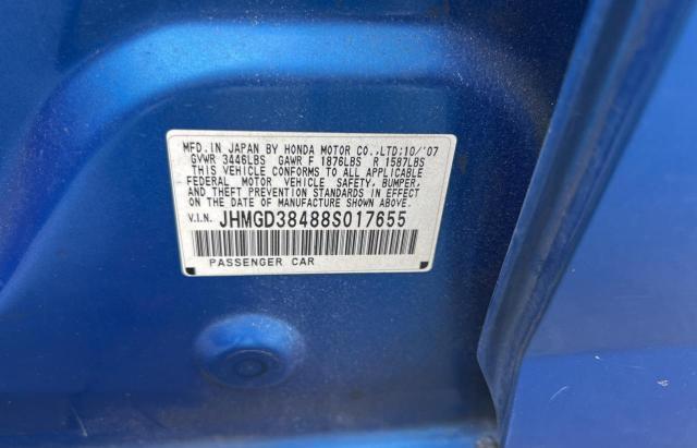 Photo 10 from auction – 2008 HONDA FIT with VIN JHMGD38488S017655