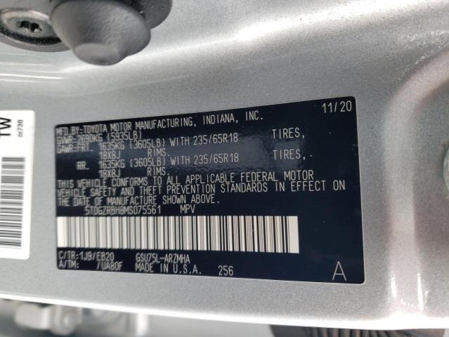 Photo 14 from auction – 2021 TOYOTA HIGHLANDER with VIN 5TDGZRBH8MS075561