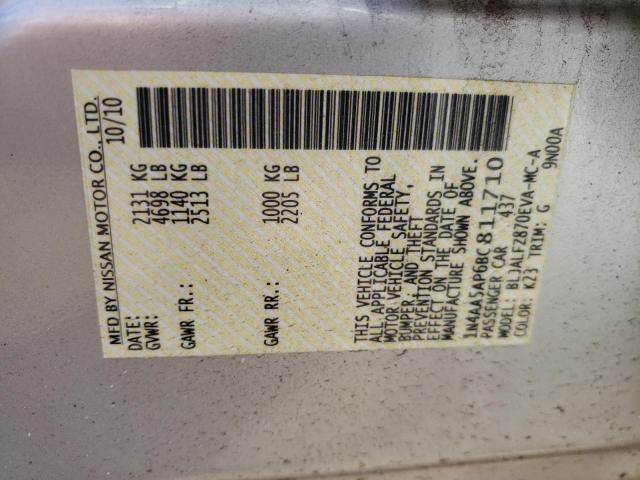 Photo 10 from auction – 2011 NISSAN MAXIMA S with VIN 1N4AA5AP6BC811710