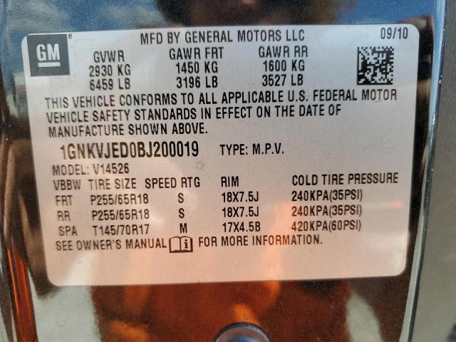 Photo 14 from auction – 2011 CHEVROLET TRAVERSE L with VIN 1GNKVJED0BJ200019