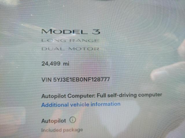 Photo 9 from auction – 2022 TESLA MODEL 3 with VIN 5YJ3E1EB0NF128777