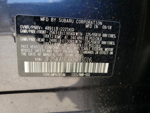 Photo 14 from auction – 2019 SUBARU FORESTER L with VIN JF2SKAUC4KH433016