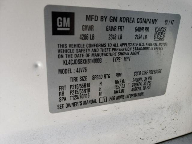 Photo 14 from auction – 2017 BUICK ENCORE PRE with VIN KL4CJDSBXHB140003