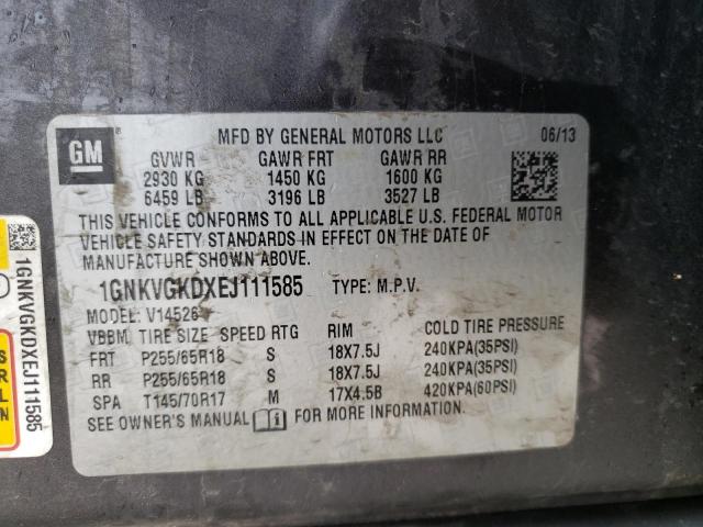 Photo 14 from auction – 2014 CHEVROLET TRAVERSE L with VIN 1GNKVGKDXEJ111585