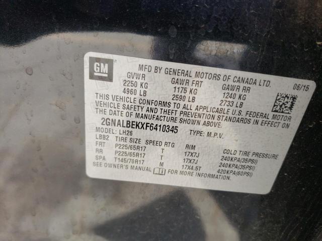 Photo 14 from auction – 2015 CHEVROLET EQUINOX LT with VIN 2GNALBEKXF6410345