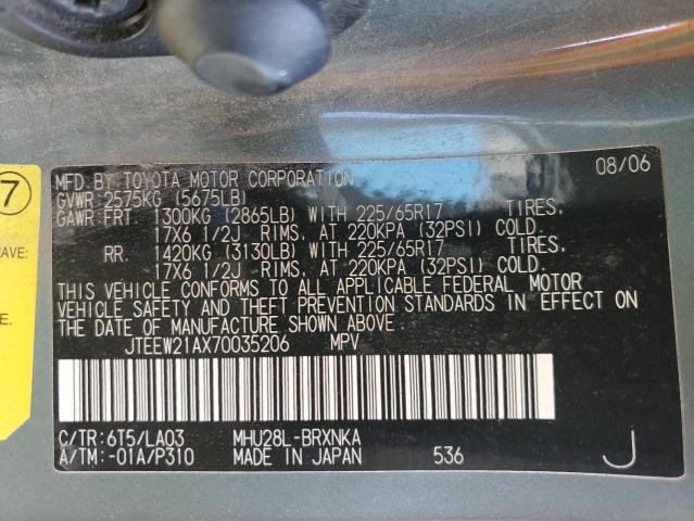 Photo 14 from auction – 2007 TOYOTA HIGHLANDER with VIN JTEEW21AX70035206