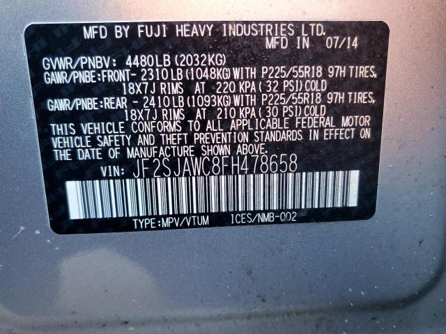 Photo 14 from auction – 2015 SUBARU FORESTER 2 with VIN JF2SJAWC8FH478658