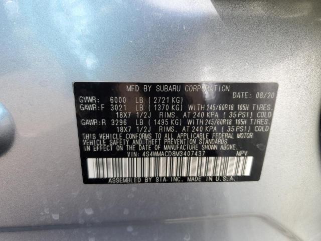 Photo 14 from auction – 2021 SUBARU ASCENT PRE with VIN 4S4WMACD8M3407437