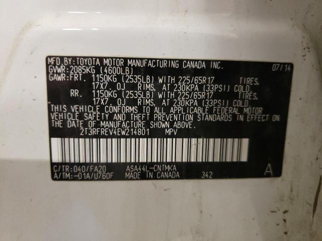 Photo 14 from auction – 2014 TOYOTA RAV4 XLE with VIN 2T3RFREV4EW214801