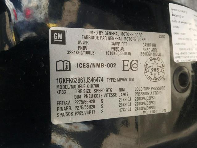 Photo 14 from auction – 2007 GMC YUKON DENA with VIN 1GKFK63867J346474