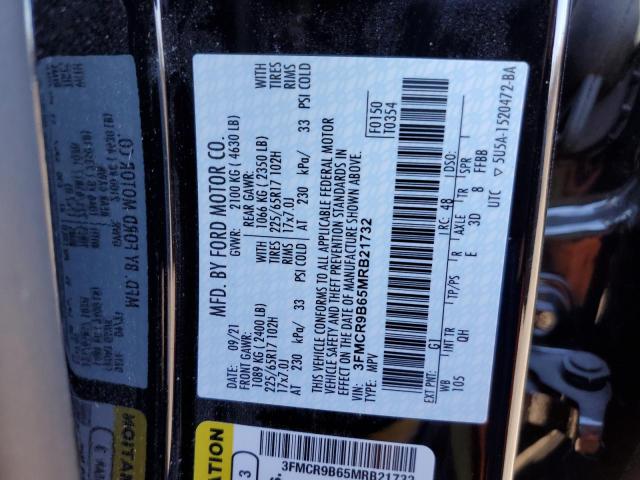 Photo 14 from auction – 2021 FORD BRONCO SPO with VIN 3FMCR9B65MRB21732