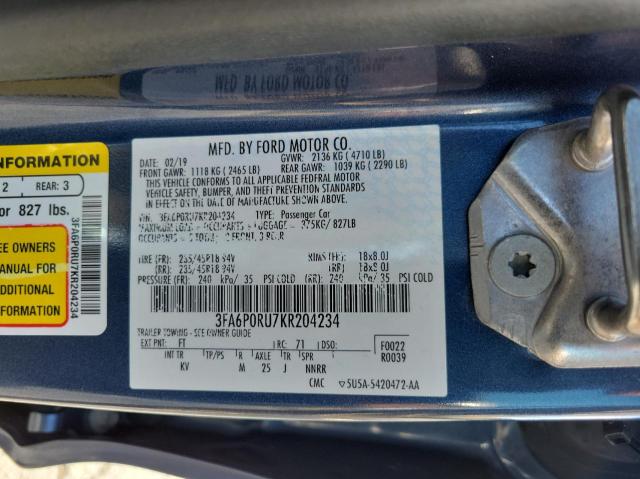 Photo 10 from auction – 2019 FORD FUSION TIT with VIN 3FA6P0RU7KR204234