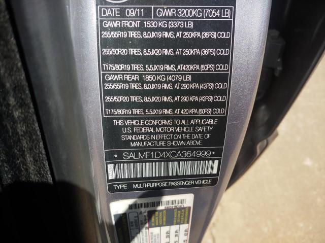 Photo 10 from auction – 2012 LAND ROVER RANGE ROVE with VIN SALMF1D4XCA364999