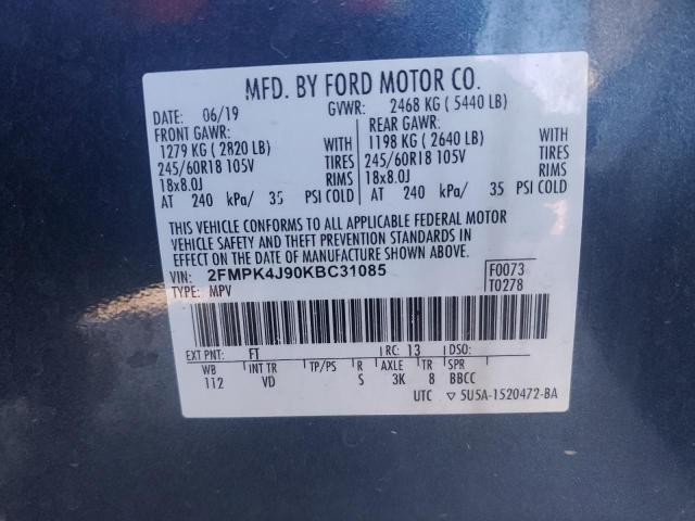 Photo 14 from auction – 2019 FORD EDGE SEL with VIN 2FMPK4J90KBC31085
