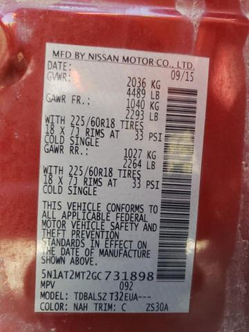 Photo 14 from auction – 2016 NISSAN ROGUE S with VIN 5N1AT2MT2GC731898