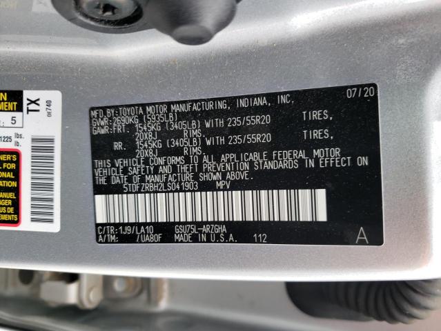 Photo 14 from auction – 2020 TOYOTA HIGHLANDER with VIN 5TDFZRBH2LS041903