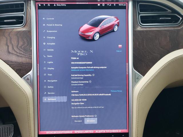 Photo 9 from auction – 2016 TESLA MODEL X with VIN 5YJXCBE22GF028602