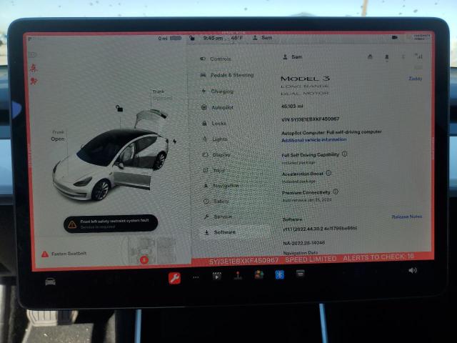Photo 9 from auction – 2019 TESLA MODEL 3 with VIN 5YJ3E1EBXKF450967