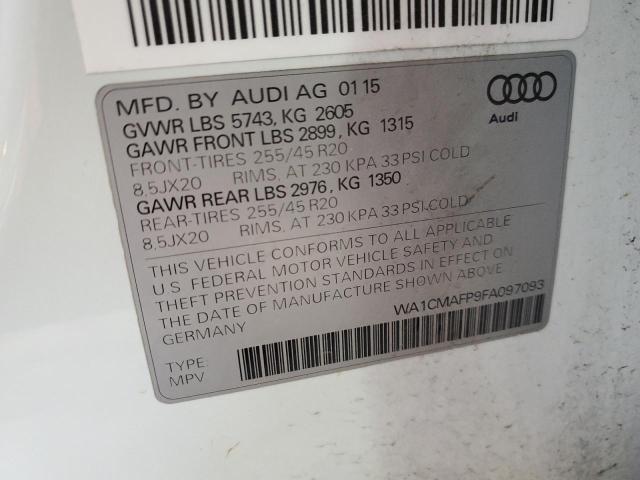 Photo 14 from auction – 2015 AUDI Q5 TDI PRE with VIN WA1CMAFP9FA097093