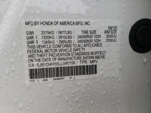 Photo 14 from auction – 2020 ACURA MDX TECHNO with VIN 5J8YD4H55LL040156