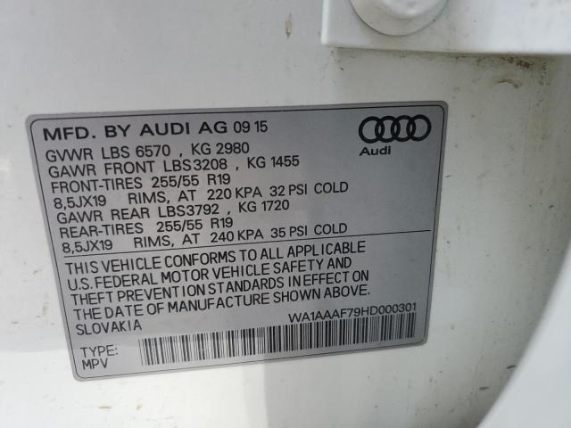 Photo 14 from auction – 2017 AUDI Q7 PREMIUM with VIN WA1AAAF79HD000301